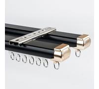 Binario per tenda doppio resistente, 16 m, in alluminio, per montaggio a soffitto o parete, ideale come divisorio, colore: nero, dimensioni: 3,6 m (3 x 1,2 m)