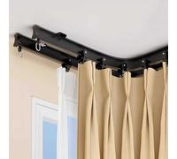 Binario per tenda flessibile in alluminio, doppio curvo, pieghevole, per pareti e divisori, 3,4 m, elegante design nero