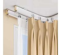 Binario per tenda flessibile in alluminio, doppio curvo, pieghevole, per soffitto/parete, per tende e divisori, 2,6 m, facile installazione, bianco