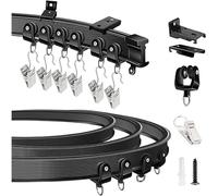 Binario per tenda flessibile regolabile da 6 m, nero e bianco, montaggio a soffitto/parete per divisori e tende scorrevoli per camper, facile installazione e design curvo