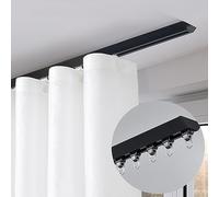 Binario per tenda in alluminio, 3,7 m, nero, da soffitto, per tende e divisori - Facile installazione, perfetto per camper e decorazioni per la casa