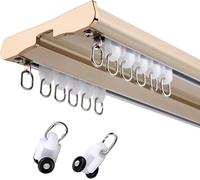 Binario per tenda in alluminio a 2 strati, set completo con accessori, 5,3 m, doppio bastone per tende, elegante binario per drappeggi dorati per divisori