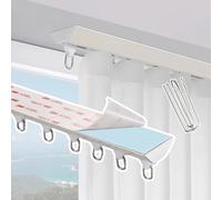 Binario per tenda in alluminio autoadesivo, sistema di sospensione muto tagliabile con ganci per soggiorno/finestra a golfo, 3,4 m, set di binari per tende bianchi