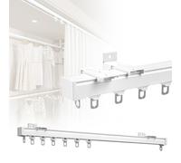 Binario per tenda in alluminio con rulli silenziosi, lunghezza regolabile da 50 a 600 cm, sistema divisorio a 1 corsia, per baia/soffitto/parete/porta (bianco, 180 cm)