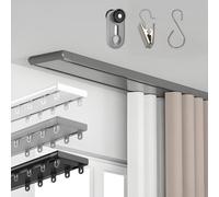 Binario per tenda in alluminio DoubleGlide ed Drapery Rod 100500 cm, include clip e ganci, divisorio per camera da letto, grigio (280 cm)