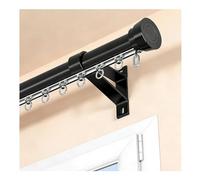 Binario per tenda in alluminio resistente, 1 via, con rulli silenziosi per uno scorrimento senza sforzo, sistema di binari per tende, nero, 1,9 m / 6.2ft