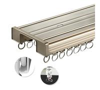 Binario per tenda in alluminio resistente, per montaggio a soffitto e parete, per ufficio, casa, bagno, ospedale, doppio sistema congiunto 170 200 350 cm, finitura oro champagne