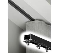 Binario per tenda invisibile per soffitto, asta regolabile in alluminio per balcone/ospedale/soggiorno nero, 450 cm, perfetta per l'arredamento moderno della casa.