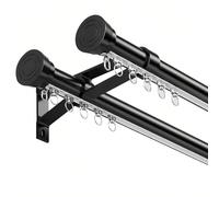 Binario per tenda scorrevole silenzioso da parete, con sistema di aste romane, extra spesso, in lega di alluminio, 100 cm, ideale per la privacy in spazi aperti, colore nero