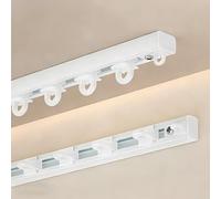 Binario per tenda sottile ultra sottile per montaggio a soffitto/parete, in alluminio, resistente, per tende con guida per apertura verso l'interno (bianco, 75 cm)