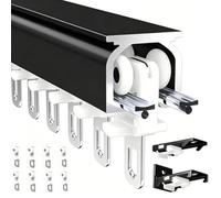 Binario per Tende 260cm, 280cm con Staffe e Connettori, Binario per Tende | Funzionamento Fluido, Installazione Facile, Montaggio a Parete/Soffitto, Divisori per Ambienti(Black,100cm)