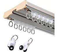 Binario per tende a 2 strati, in lega di alluminio, set completo con accessori, asta doppia, resistente, divisorio grigio, 6,5 m