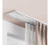Binario per tende a doppia fila per montaggio a soffitto, silenzioso, resistente, per tende, camera da letto, soggiorno, ospedale (bianco, perforato, 1,2 m)