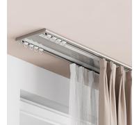 Binario per tende a doppia fila per montaggio a soffitto, silenzioso, resistente, per tende, camera da letto, soggiorno, ospedale (champagne, 3,8 m)