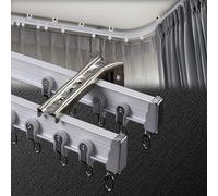 Binario per tende a doppio binario in alluminio flessibile, 2 pezzi, montaggio a parete per soffitto a forma di L e a forma di U, lunghezza 4 m, design curvo pieghevole, colore bianco, perfetto per