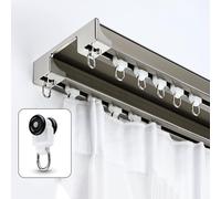 Binario per tende a doppio binario in alluminio resistente, montaggio a soffitto, divisorio a doppia fila per soggiorno, camera da letto, doccia, 3,8 m, colore champagne