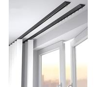Binario per tende a doppio binario per montaggio a soffitto, 1,5 m, 2,4 m, 3 m, 4,9 m, 7,9 m, 11 m, 12,2 m, colore: nero, 122 cm