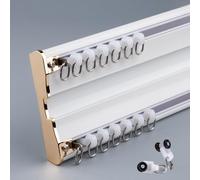 Binario per tende a doppio binario per montaggio a soffitto o parete, resistente, per soggiorno, camera da letto, ospedale, facile da installare (bianco, 5,5 m)