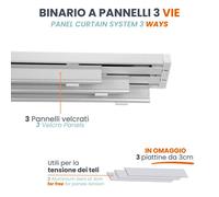 Binario per tende a pannello 3 vie in Alluminio a SOFFITTO - Movimento Manuale