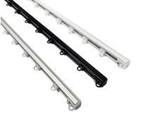 Binario per tende a soffitto in alluminio bianco nero argento con scorrevoli da interno bastone per tendaggi tenda su misura moderni scorrimento movimento manuale strappo zineffa (300 cm, NERO)