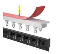 Binario per Tende Autoadesivo Binario Tende Soffitto, Alluminio Binario di Tendaggio per Finestra di Apertura Verso L'interno, Finestra A Bovindo, Camper(Bianco,170 cm)