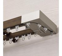 Binario per tende da soffitto a doppia fila resistente, 3,8 m, finitura in noce scuro, ideale per tende e tende, binari durevoli ed eleganti