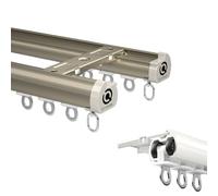 Binario per tende da soffitto in alluminio, sistema divisorio a 2 strati, perfetto per tende, pareti divisorie e balconi (champagne, 100 cm) - Facile installazione, design