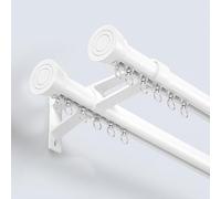 Binario Per Tende Doppio 70-600cm Alluminio Montaggio A Parete system Doppia Asta Per Tende 28*26.0mm Scorrimento Fluido Divisorio Stanza Scorritenda Nero Bianco Grigio(Bianco,250cm/8.2ft(2*125cm))