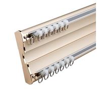 Binario per Tende Doppio da Soffitto, Riloga Scorritenda In Alluminio, Binari per Tende da Controsoffitto per Soggiorno Camera da Letto Sala da Pranzo Cucina(GOLD,170cm/5.6ft)