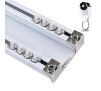 Binario per tende doppio in alluminio, Binari personalizzabile per soggiorno 60/120/180/250/350/460/500/680cm, Binari Tende soffitto for Interno/Esterno Scorrevoli Kit Binario(White,3.7m(12.1ft))