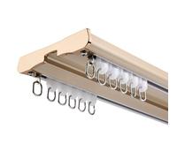 Binario per tende doppio, Resistente Scorrevole silenzioso Sistema a due file di binari Montaggio a soffitto, per la privacy in ambienti aperti Divisorio per ambienti Facile da installare(Golden,1.7m(