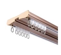 Binario per tende doppio, Resistente Scorrevole silenzioso Sistema a due file di binari Montaggio a soffitto, per la privacy in ambienti aperti Divisorio per ambienti Facile da installare(Brown,1.8m(5
