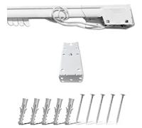 Binario per Tende Estensibile in Alluminio Laccato Bianco, Apertura Personalizzabile con Corda, Binario Tenda Soffitto o a Parete con Supporti, Scorritenda, Riloga per Tende (DA 122 A 215 CM)