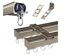 Binario per tende in alluminio, 90 cm, a 2 strati, montaggio a soffitto o parete, con alianti, ideale per uso domestico, divisorio e soluzione elegante