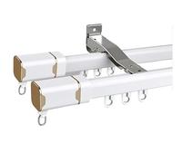 Binario per tende in alluminio a 2 strati, montaggio a soffitto/parete, senza rumore, ideale per divisori e tende per la privacy, perfetto per ufficio e soggiorno, bianco, 4,8 m (4 x 1,2 m)