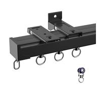 Binario per tende in alluminio per montaggio a soffitto o parete, aste scorrevoli dritte e accessori, divisorio per finestra a golfo, nero, 180 cm