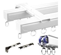 Binario per tende in alluminio resistente, montaggio a soffitto a doppia guida, include accessori per tende scorrevoli e doccia, lunghezza regolabile (50-800 cm)