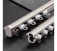 Binario per tende in lega di alluminio, binario a soffitto per tende, in alluminio, divisorio, per soggiorno, camera da letto, camper, doccia, bianco, champagne mandorla, 1-5 m (plafoniera mandorla, 5