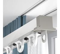 Binario per tende in lega di alluminio, Binario for tenda da soffitto in alluminio nascosto for divisorio for ambienti, nero e bianco, 1-5 m(White,1.5m/4.9ft)