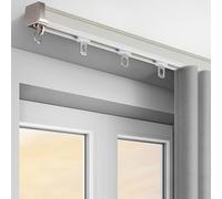 Binario per tende in lega di alluminio, Binario for tende in alluminio da soffitto e da parete for divisorio di ambienti, in bianco e grigio, da 1 a 5 m(White-wall,5m/16.4ft)