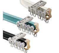 Binario per tende pieghevole per finestre a bovindo, asta curva in alluminio tipo a L, facile da installare con rullo e hardware, appendere le tende della casa senza sforzo
