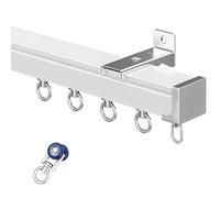 Binario Per Tende Silenzio Da 70 A 600CM, Bastone Per Tenda Resistente, Scorrevole Binari Per Tende Per Pareti O Soffitti, Per Commerciale Appartamento Albergo Ospedale(White-B,220cm(2 * 110cm))