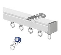 Binario Per Tende Silenzio Da 70 A 600CM, Bastone Per Tenda Resistente, Scorrevole Binari Per Tende Per Pareti O Soffitti, Per Commerciale Appartamento Albergo Ospedale(White-A,190cm(2 * 95cm))