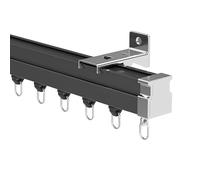Binario pieghevole per tende da soffitto, resistente, con rulli silenziosi, montaggio a parete, per camper, letto e divisorio (nero, 180 cm)