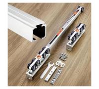 Binario Porta Scorrevole Alluminio Con Soft Close E Rulli | Kit Guida 1/1.2/1.5/2/3/4m Con Rulli Silenziosi, Montaggio Superiore O Laterale Per Porte Armadio E Scorrevoli