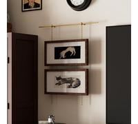 Binario Quadri Asta per Appendere Quadri in Oro con Catene, Kit Binario da Parete in Ottone Anticato, Barra per Specchi per Foto e Opere D'arte(90cm/35.4in/3ft)