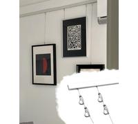 Binario Quadri Kit per Appendere Quadri da Soffitto A Parete per Gallerie D'arte con Cornici, Ganci Professionali Regolabili A Scatto(2.5 m/8.2' cable,2 m/6.6' track)
