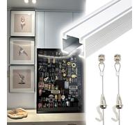 Binario quadri Kit sistema di sospensione per quadri con ganci e filo regolabili, binari per esposizione di opere d'arte, binario decorativo da parete(Black,8.2 ft/250 cm cable)