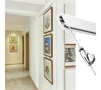 Binario Quadri Supporto per Quadri, Supporto per Esposizione di Opere D'arte Su Pareti in Gesso, Supporto per Quadri con Binario e Filo Regolabile(1.6'/0.5m Cable,47"/120cm Track)