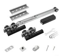 Binario scorrevole a scomparsa per porta tascabile, set bidirezionale con pulegge per porte interne in legno, ferramenta (B)